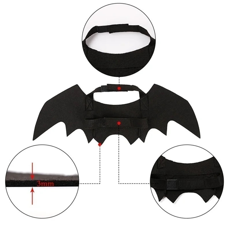 Halloween Pet Bat Wings Costume – Cute Cat Dog Harness Outfit for Party & Cosplay