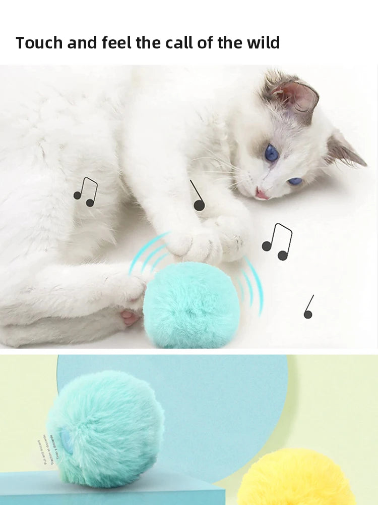 Interactive Cat Toy Ball β Smart Plush Catnip Ball with Sound, Touch & Training Play for Kittens & Cats