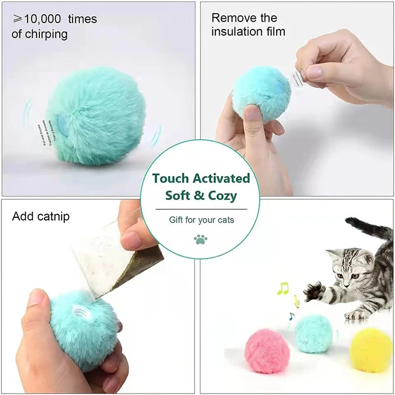 Interactive Cat Toy Ball β Smart Plush Catnip Ball with Sound, Touch & Training Play for Kittens & Cats