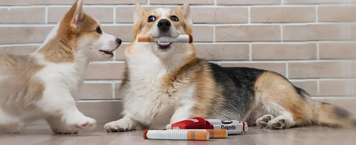 Funny Plush Cigarette Dog Toy β Chewable Interactive Gift for Playful Dogs & Puppies