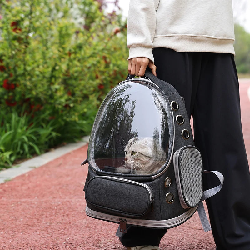 Cat Carrier Backpack โ Bubble Pet Carrier Bag with Air Holes for Cats & Small Dogs