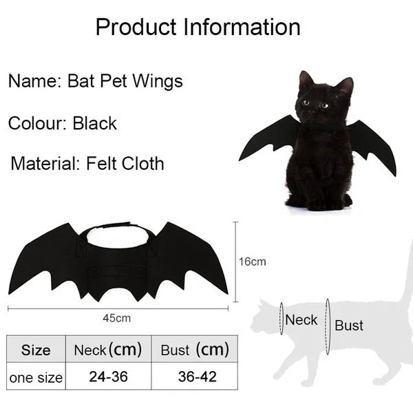 Halloween Pet Bat Wings Costume – Cute Cat Dog Harness Outfit for Party & Cosplay