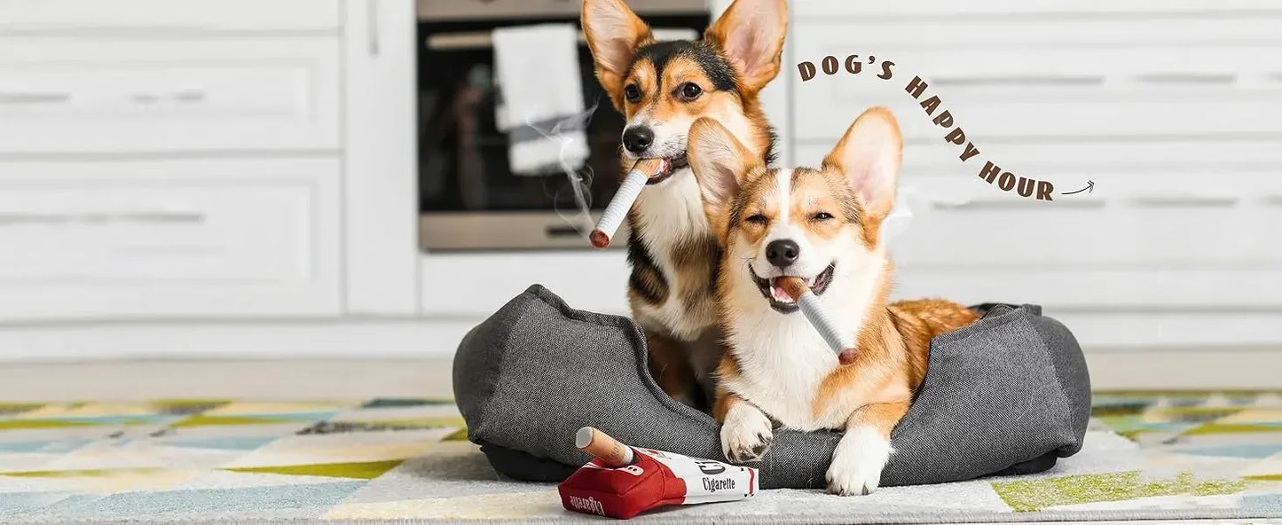 Funny Plush Cigarette Dog Toy β Chewable Interactive Gift for Playful Dogs & Puppies