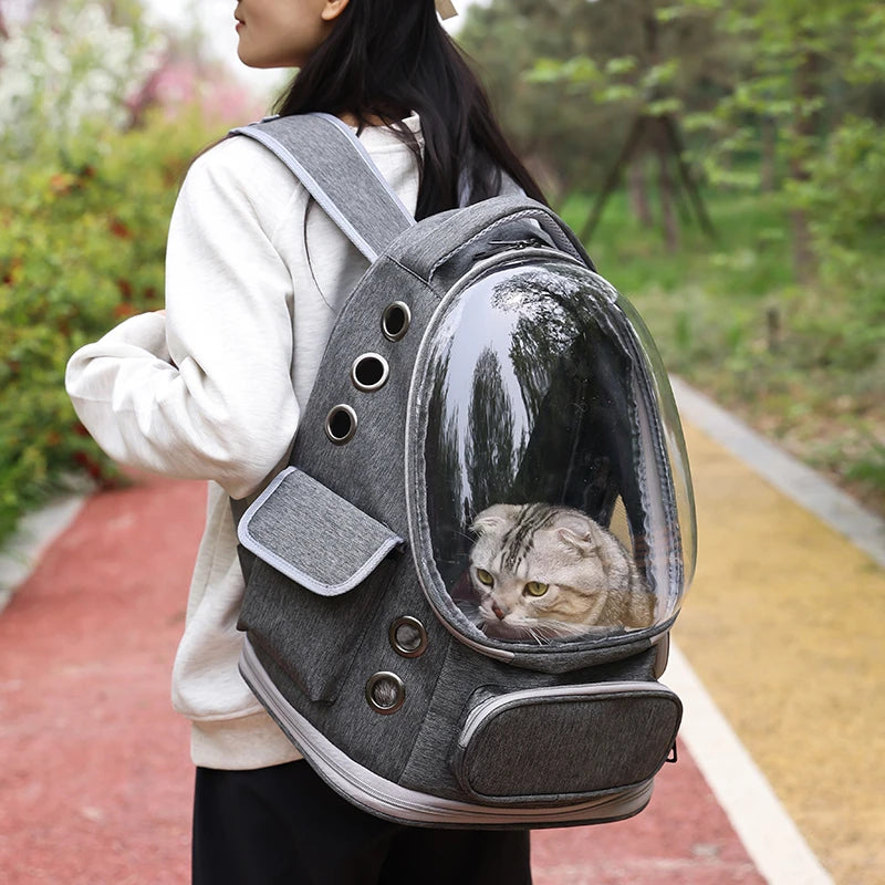 Cat Carrier Backpack โ Bubble Pet Carrier Bag with Air Holes for Cats & Small Dogs