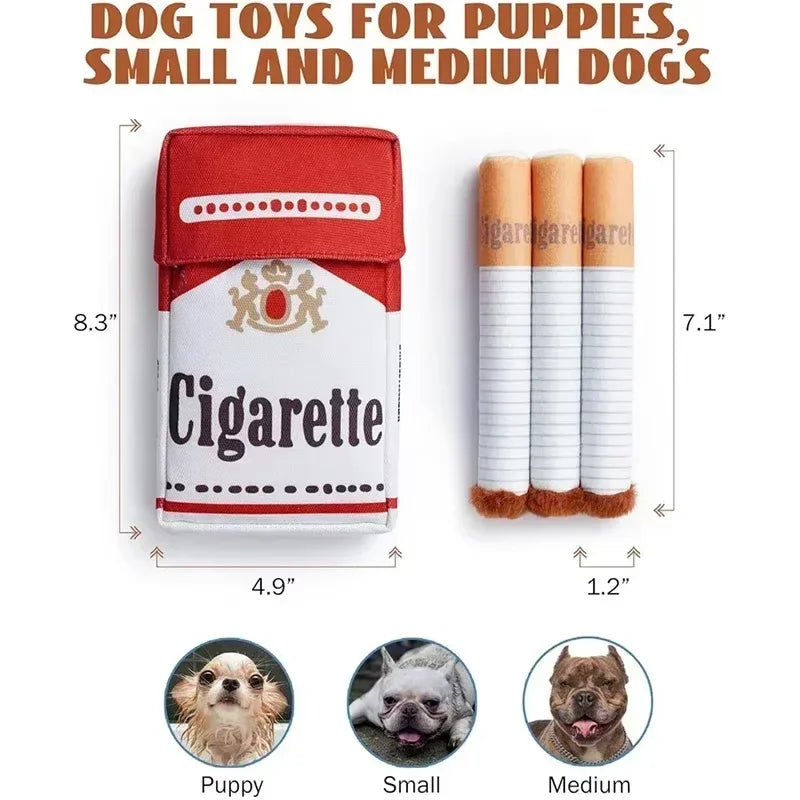 Funny Plush Cigarette Dog Toy β Chewable Interactive Gift for Playful Dogs & Puppies