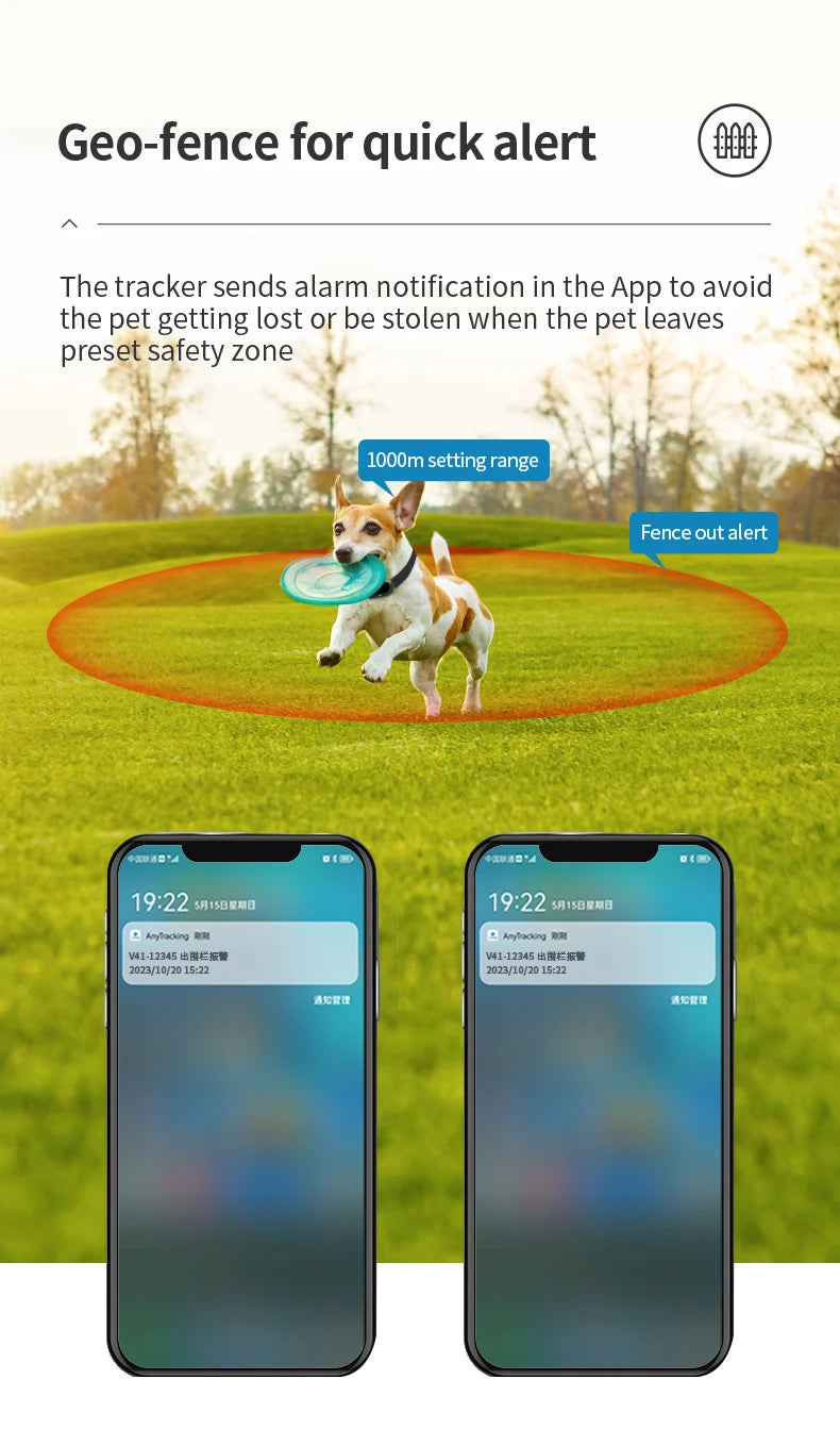 GPS Pet Tracking Collar – Waterproof Smart Locator with GEO Fence