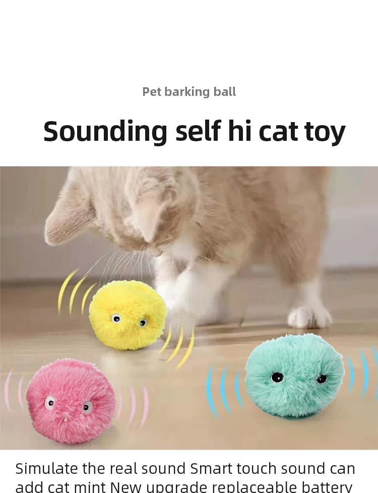 Interactive Cat Toy Ball β Smart Plush Catnip Ball with Sound, Touch & Training Play for Kittens & Cats