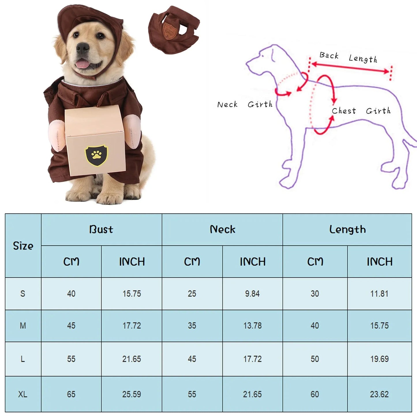 Funny Pet Courier Costume – Standing Outfit for Dogs & Cats, Cosplay Clothes for Halloween & Parties