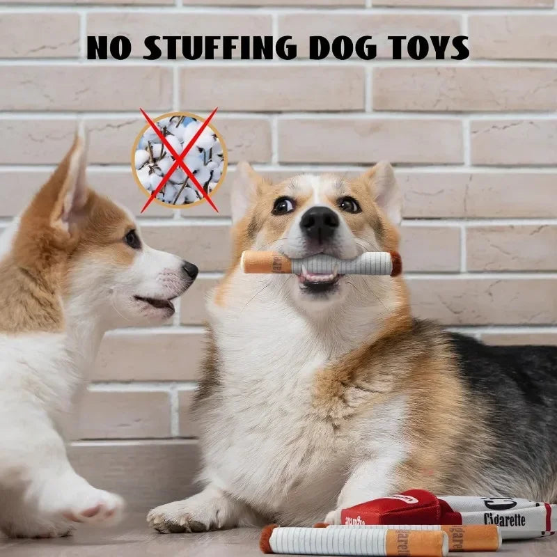 Funny Plush Cigarette Dog Toy β Chewable Interactive Gift for Playful Dogs & Puppies