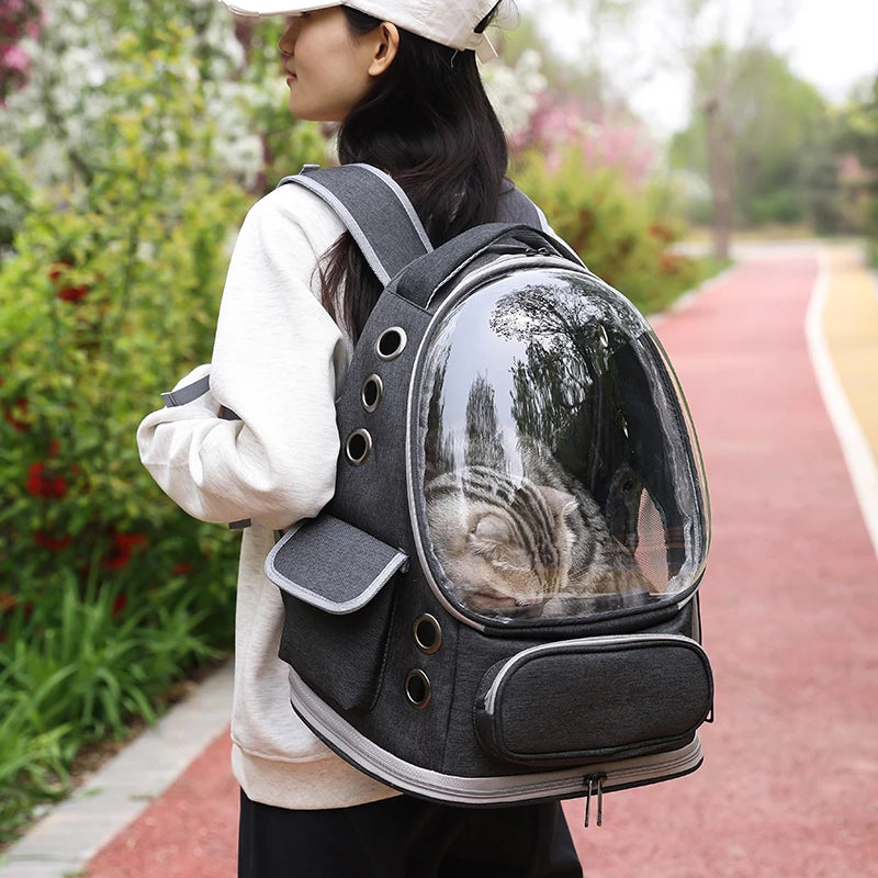 Cat Carrier Backpack โ Bubble Pet Carrier Bag with Air Holes for Cats & Small Dogs