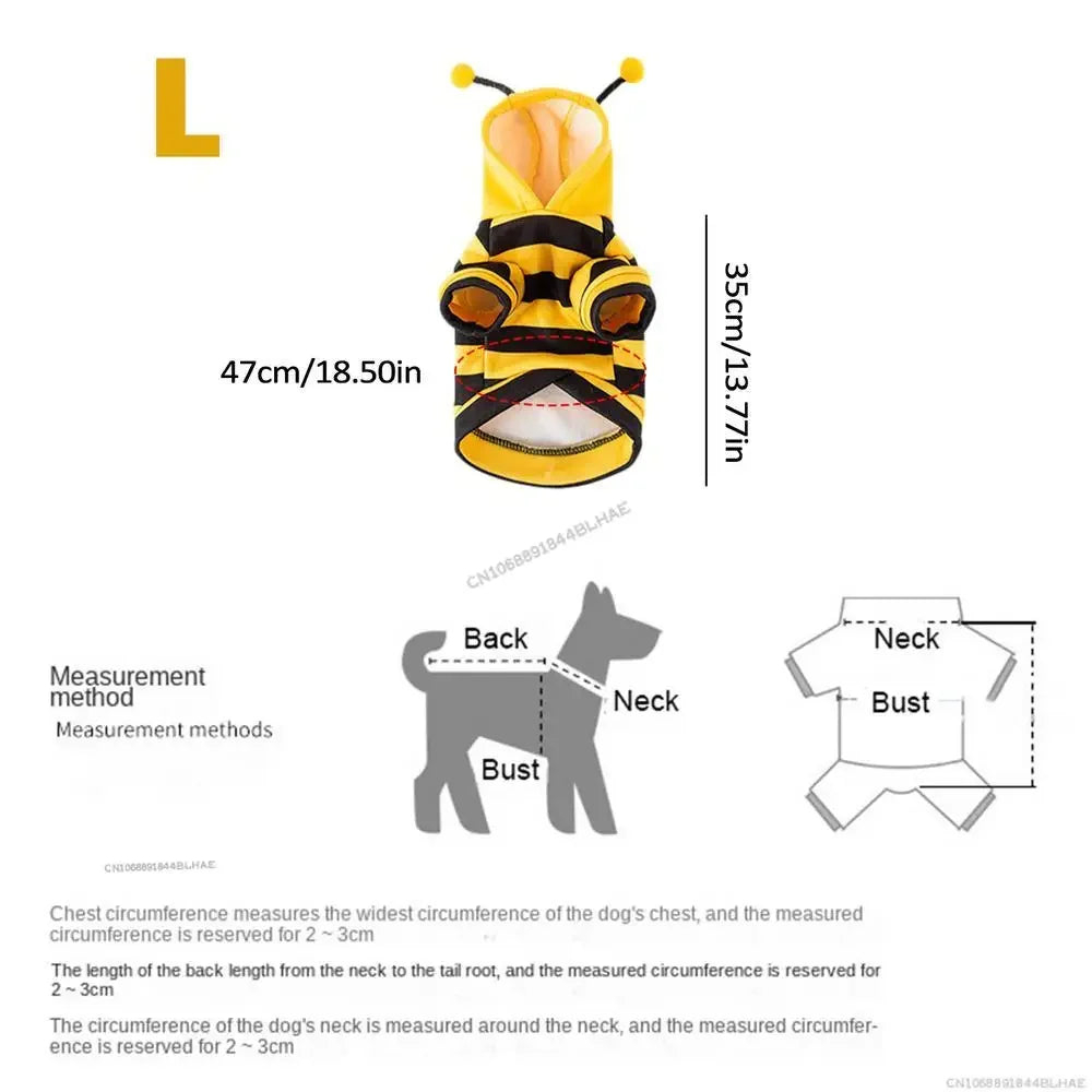 Dog Bee Costume – Cute Pet Bee Hoodie for Dogs & Cats