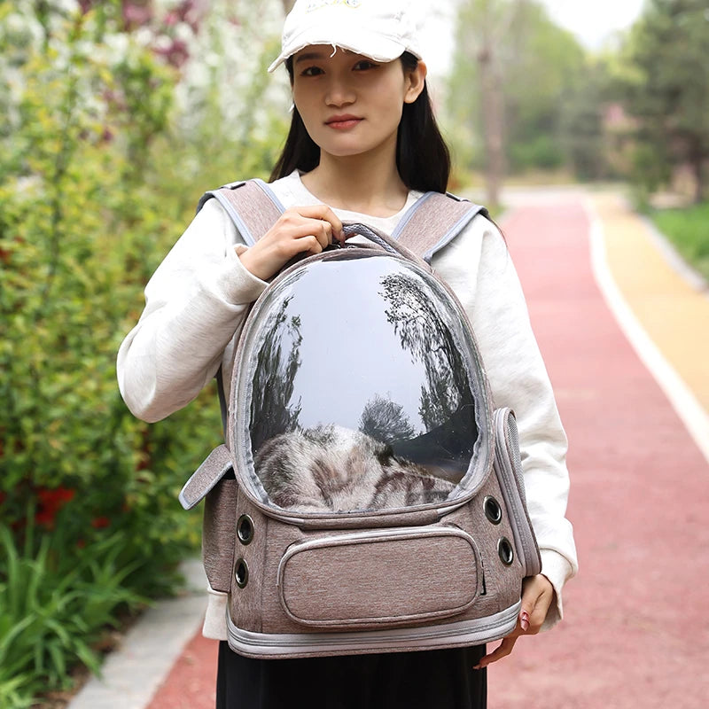 Cat Carrier Backpack โ Bubble Pet Carrier Bag with Air Holes for Cats & Small Dogs