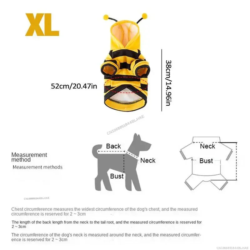 Dog Bee Costume – Cute Pet Bee Hoodie for Dogs & Cats