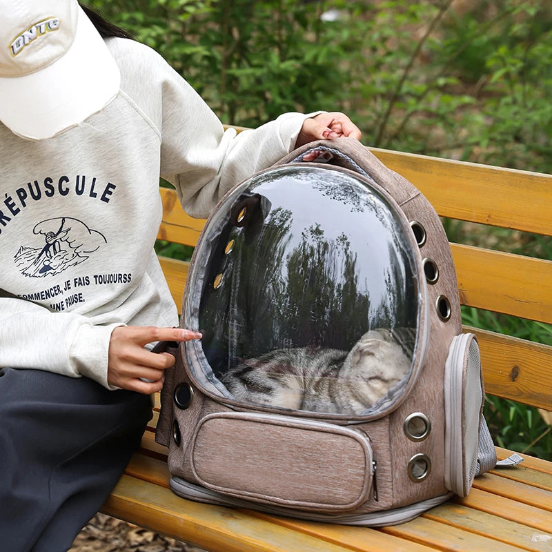 Cat Carrier Backpack โ Bubble Pet Carrier Bag with Air Holes for Cats & Small Dogs