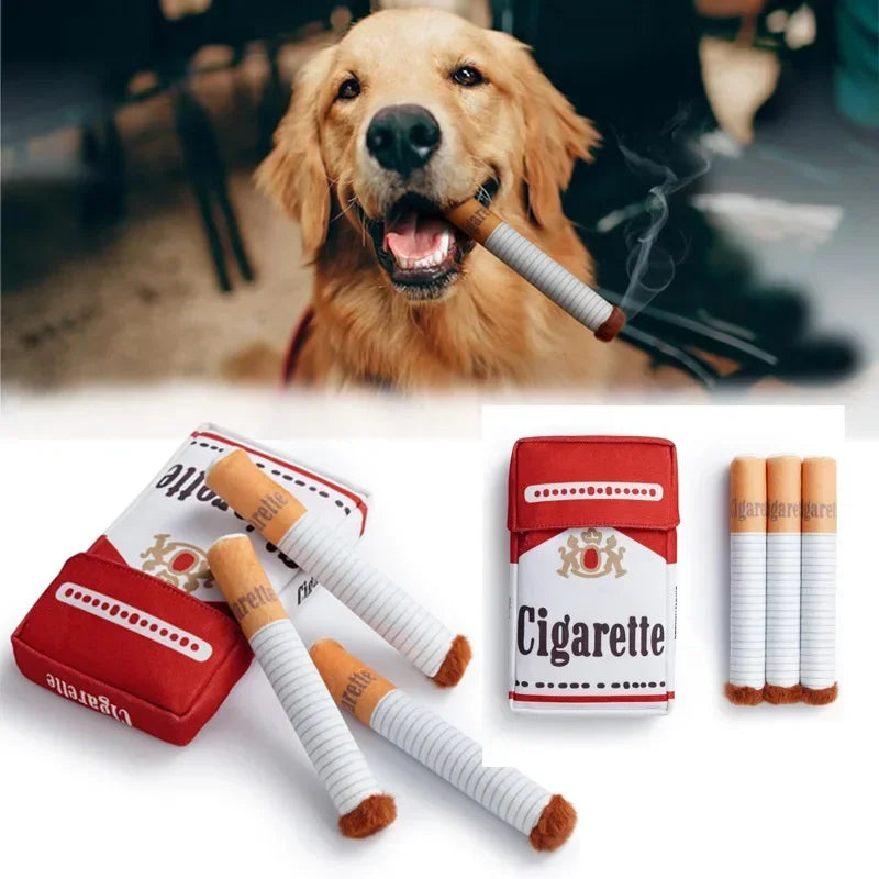 Funny Plush Cigarette Dog Toy β Chewable Interactive Gift for Playful Dogs & Puppies