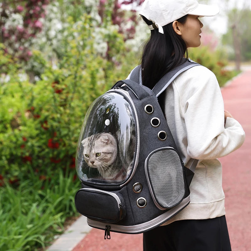 Cat Carrier Backpack โ Bubble Pet Carrier Bag with Air Holes for Cats & Small Dogs