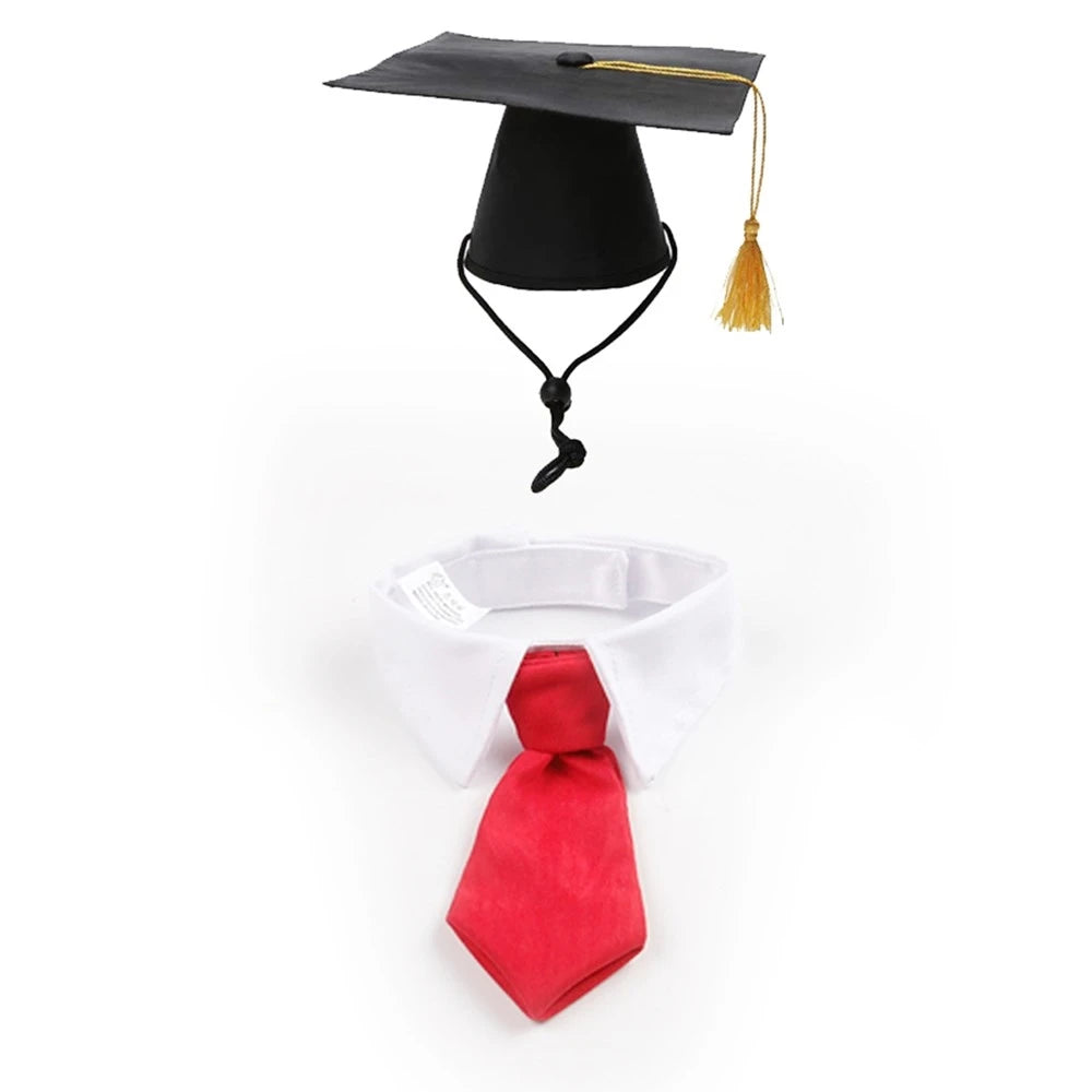 Pet Graduation Cap with Bow Tie & Neck Tie – Cute Dog & Cat Graduation Costume Accessory