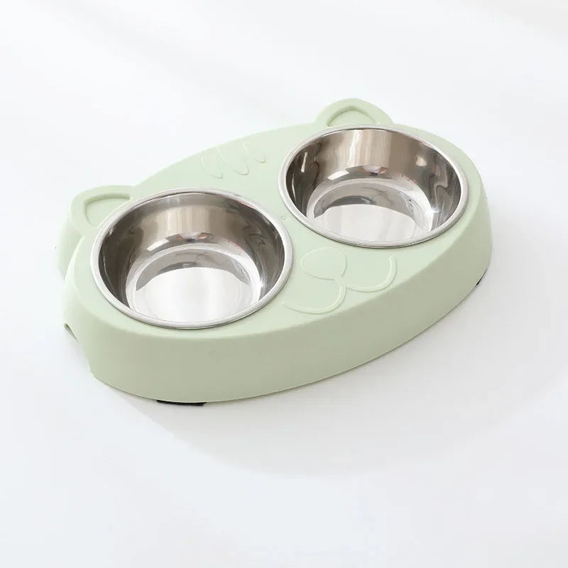 Stainless Steel Pet Bowl – 2-in-1 Cat & Dog Food and Water Feeder with Non-Slip Base