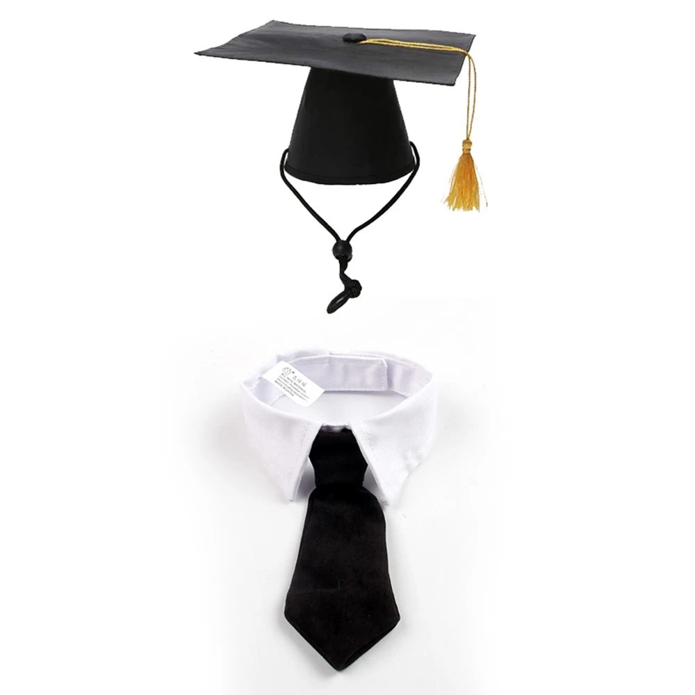 Pet Graduation Cap with Bow Tie & Neck Tie – Cute Dog & Cat Graduation Costume Accessory