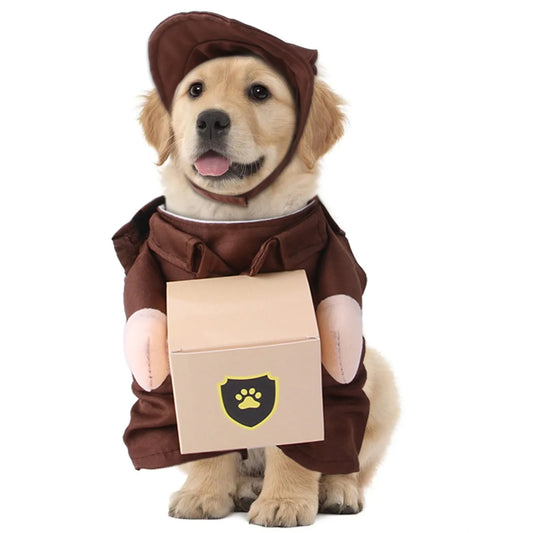 Funny Pet Courier Costume – Standing Outfit for Dogs & Cats, Cosplay Clothes for Halloween & Parties