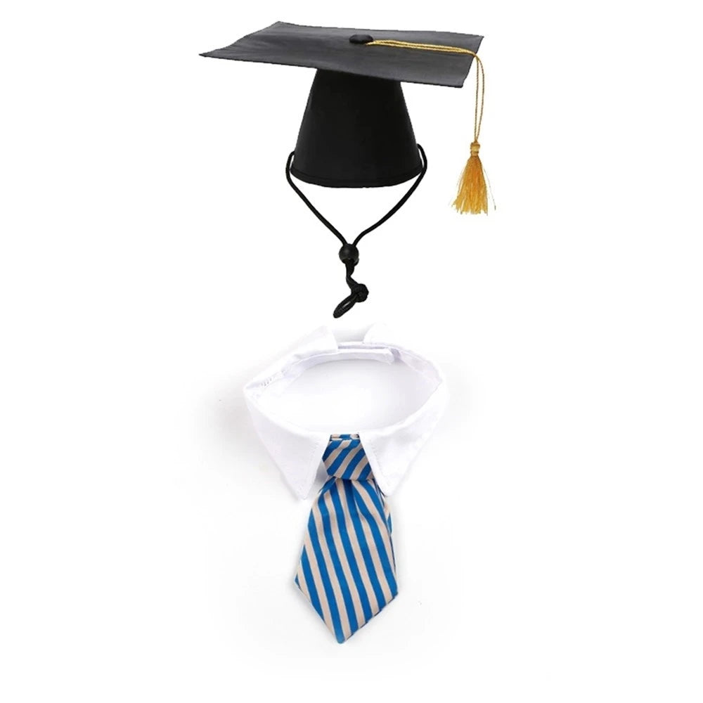 Pet Graduation Cap with Bow Tie & Neck Tie – Cute Dog & Cat Graduation Costume Accessory