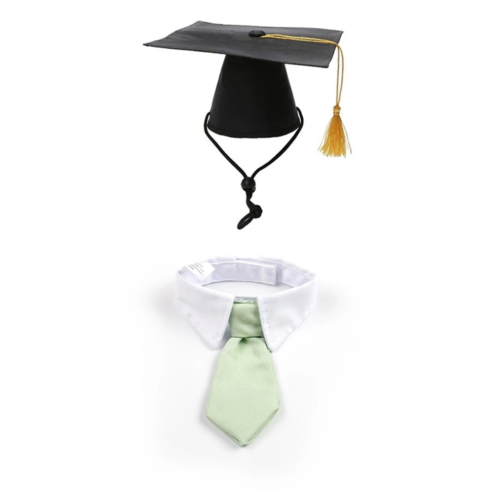 Pet Graduation Cap with Bow Tie & Neck Tie – Cute Dog & Cat Graduation Costume Accessory