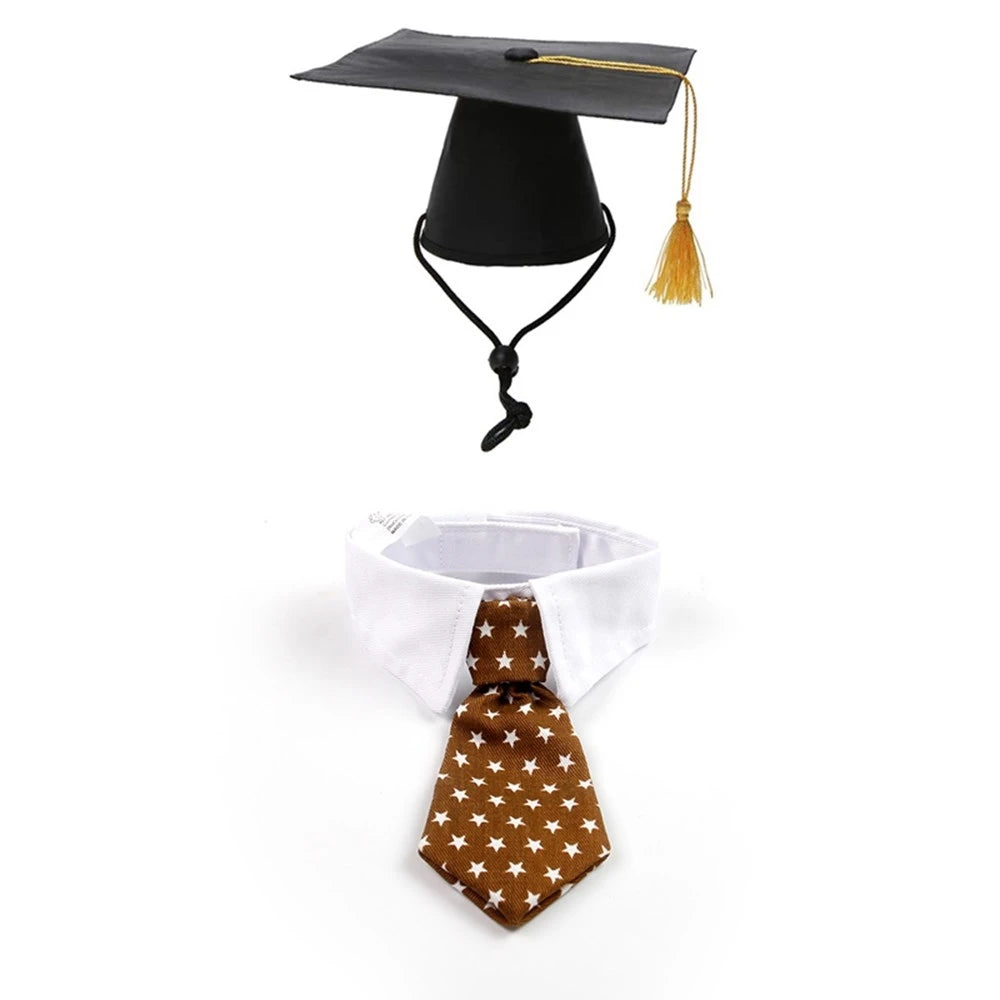 Pet Graduation Cap with Bow Tie & Neck Tie – Cute Dog & Cat Graduation Costume Accessory