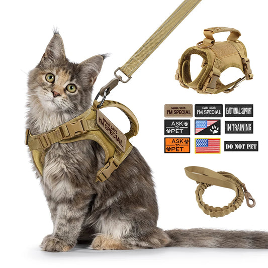 Tactical Cat Harness – Adjustable Pet Harness with Leash